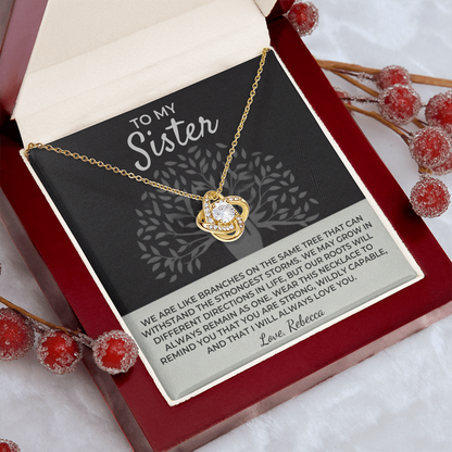 To My Sister - Love Knot Necklace Gift Set