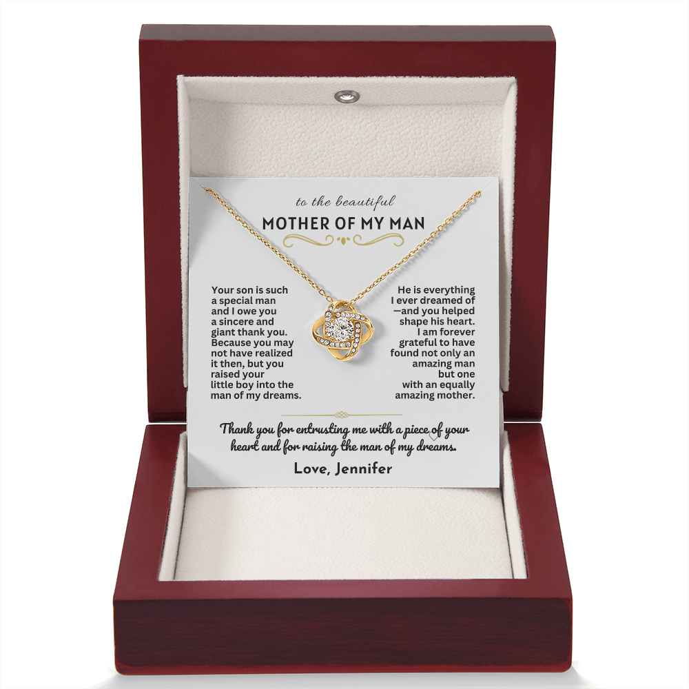 To The Mother Of My Man - Love Knot Necklace Gift Set