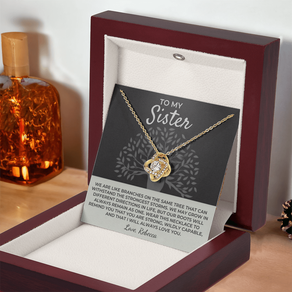 To My Sister - Love Knot Necklace Gift Set