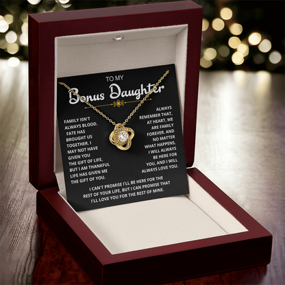 To My Bonus Daughter - "My Family Forever" Love Knot Necklace Gift Set