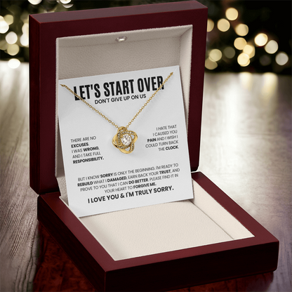 Let's Start Over Necklace for Her – Don't Give Up on Us – Heartfelt Apology Gift Set