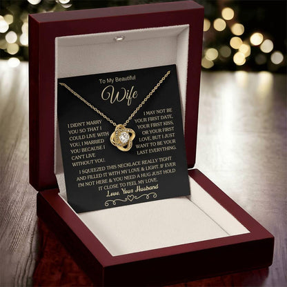 Gift for Wife "I Can't Live Without You" Gold Knot Necklace - Charming Family Gift