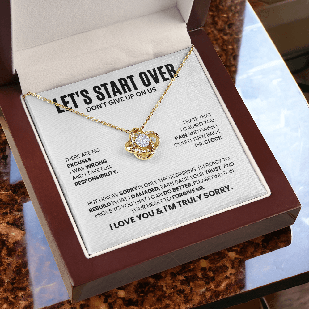 Let's Start Over Necklace for Her – Don't Give Up on Us – Heartfelt Apology Gift Set