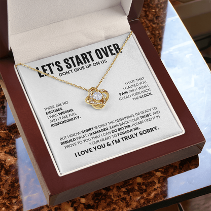 Let's Start Over Necklace for Her – Don't Give Up on Us – Heartfelt Apology Gift Set