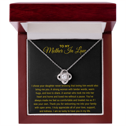 Mother In Law Gift (I Chose Your Daughter) Love Knot Necklace