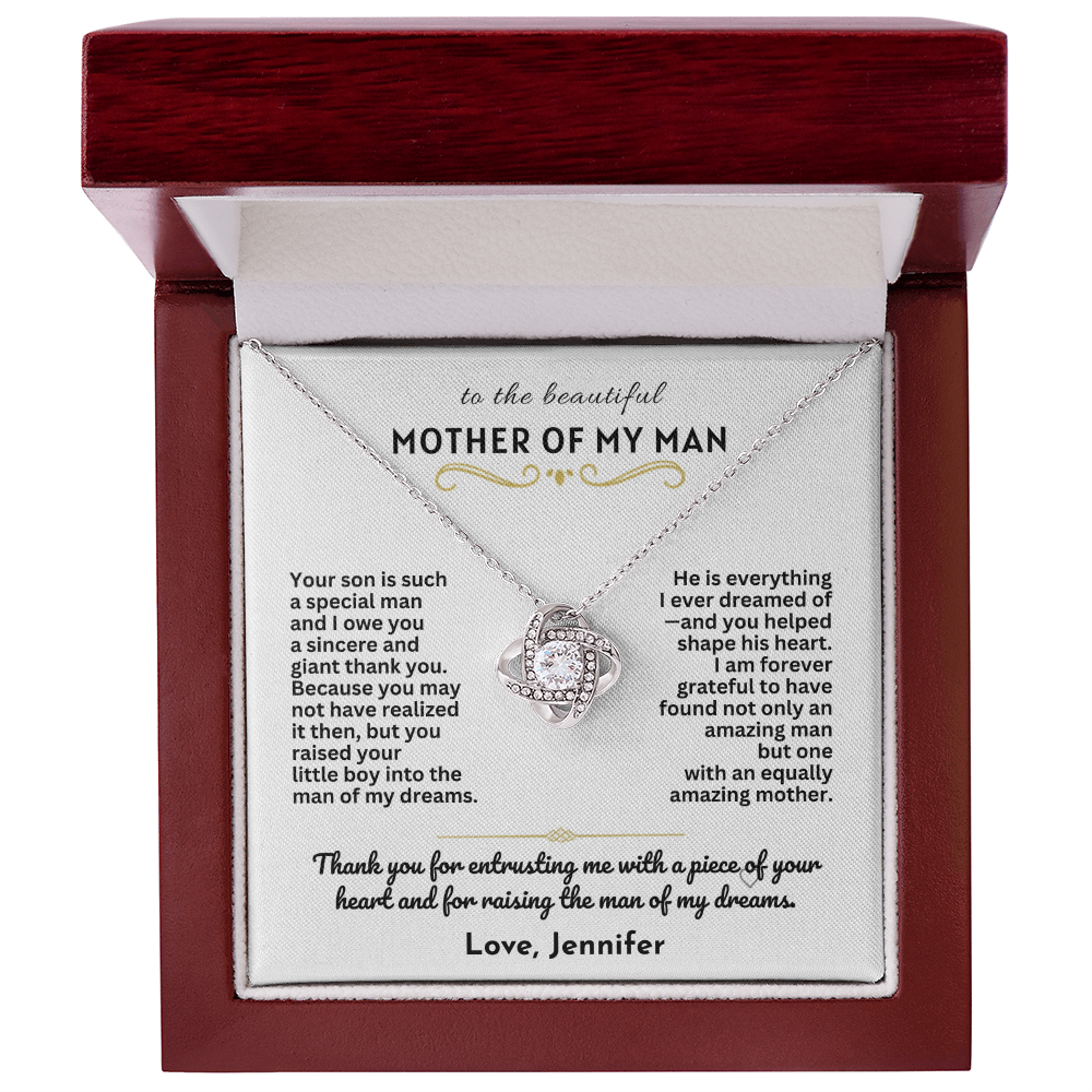 To The Mother Of My Man - Love Knot Necklace Gift Set