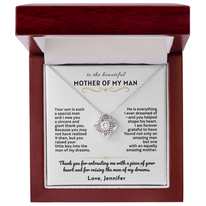 To The Mother Of My Man - Love Knot Necklace Gift Set