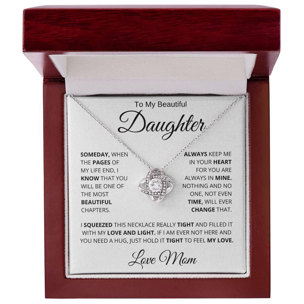 To My Beautiful Daughter Love Knot Necklace - Charming Family Gift