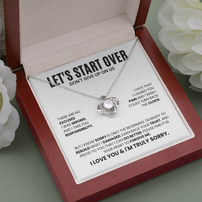 Let's Start Over Necklace for Her – Don't Give Up on Us – Heartfelt Apology Gift Set