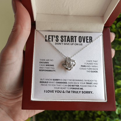 Let's Start Over Necklace for Her – Don't Give Up on Us – Heartfelt Apology Gift Set