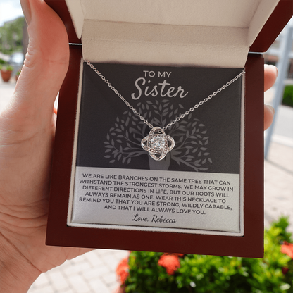 To My Sister - Love Knot Necklace Gift Set