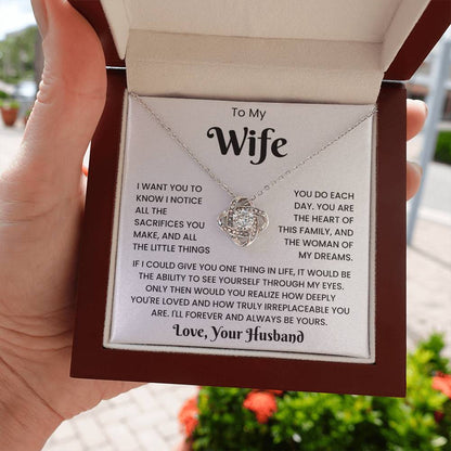 To My Wife - Love, Your Husband Love Knot Necklace Gift Set
