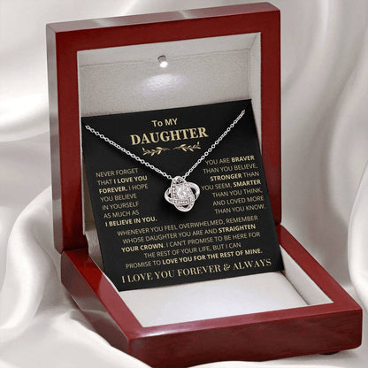 Daughter Gift, "Never Forget That I Love You" Love Knot Necklace