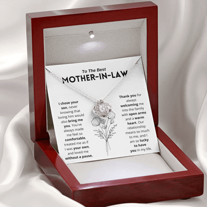 To My Mother-In-Law - "I Am Lucky To Have You" Love Knot Necklace Gift Set