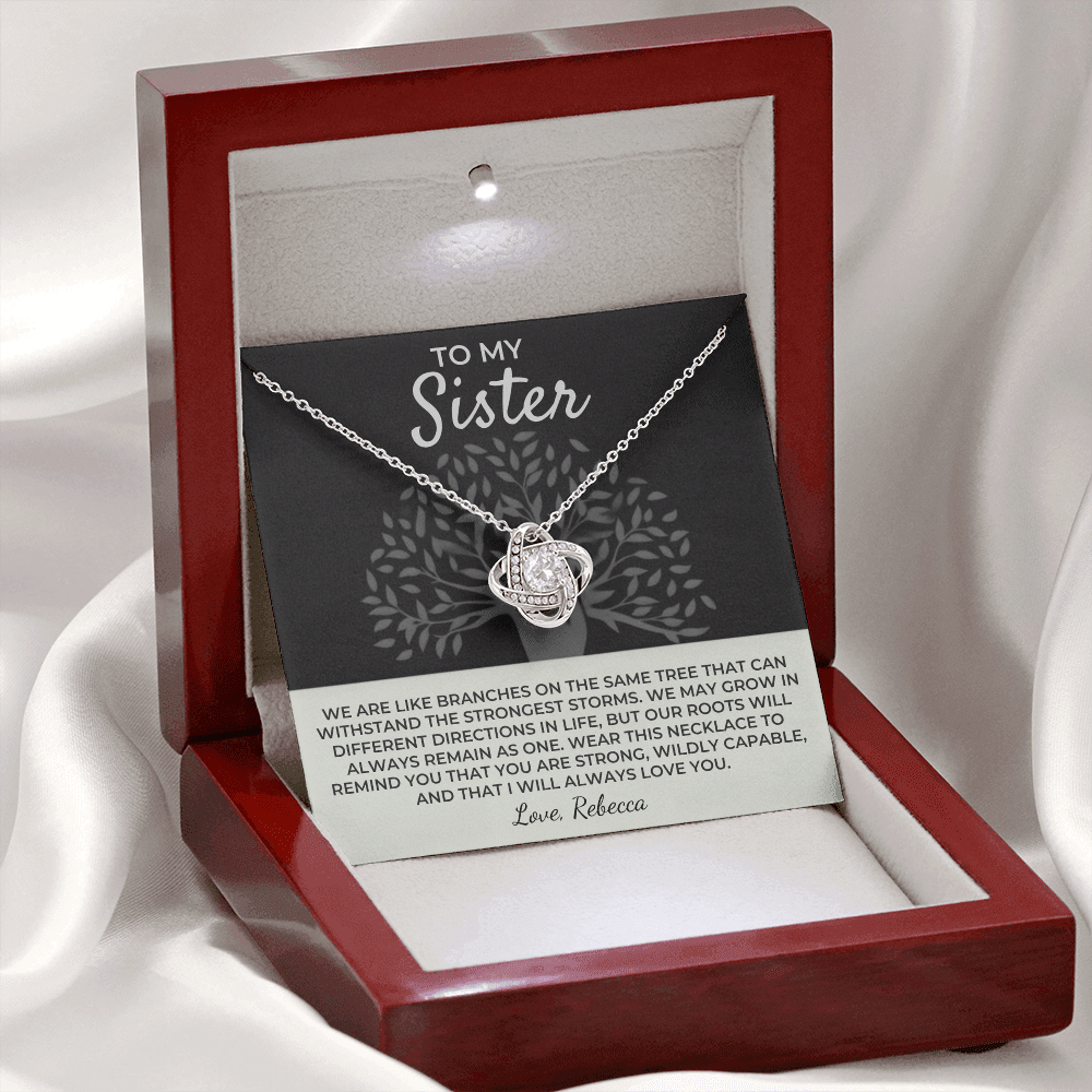 To My Sister - Love Knot Necklace Gift Set