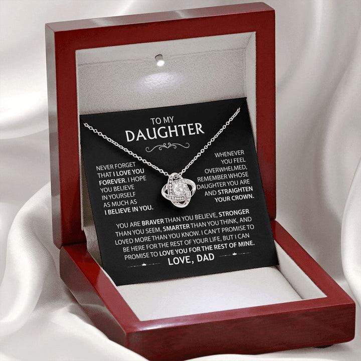 [Almost Sold Out] To My Beautiful Daughter - This Old Lion Will Always Have Your Back - Love Knot Necklace - Charming Family Gift