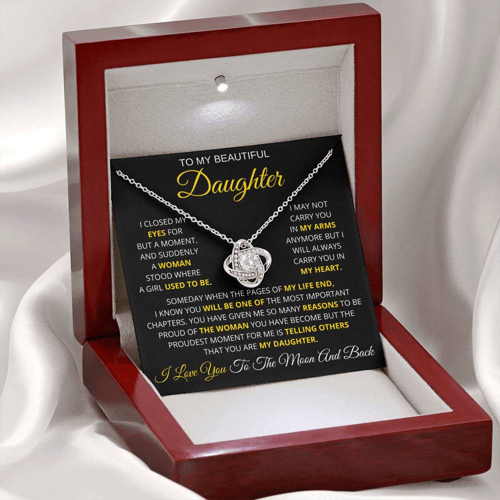 To My Beautiful Daughter-Loveknot Necklace-Someday When The Pages