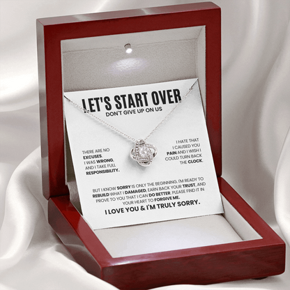 Let's Start Over Necklace for Her – Don't Give Up on Us – Heartfelt Apology Gift Set