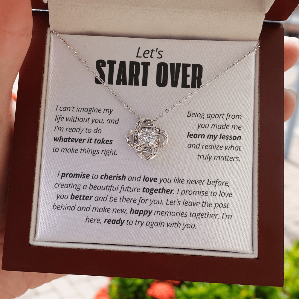 Let's Start Over Necklace for Her – I'm Sorry Love Knot Second Chance Gift
