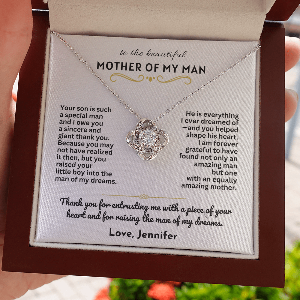 To The Mother Of My Man - Love Knot Necklace Gift Set