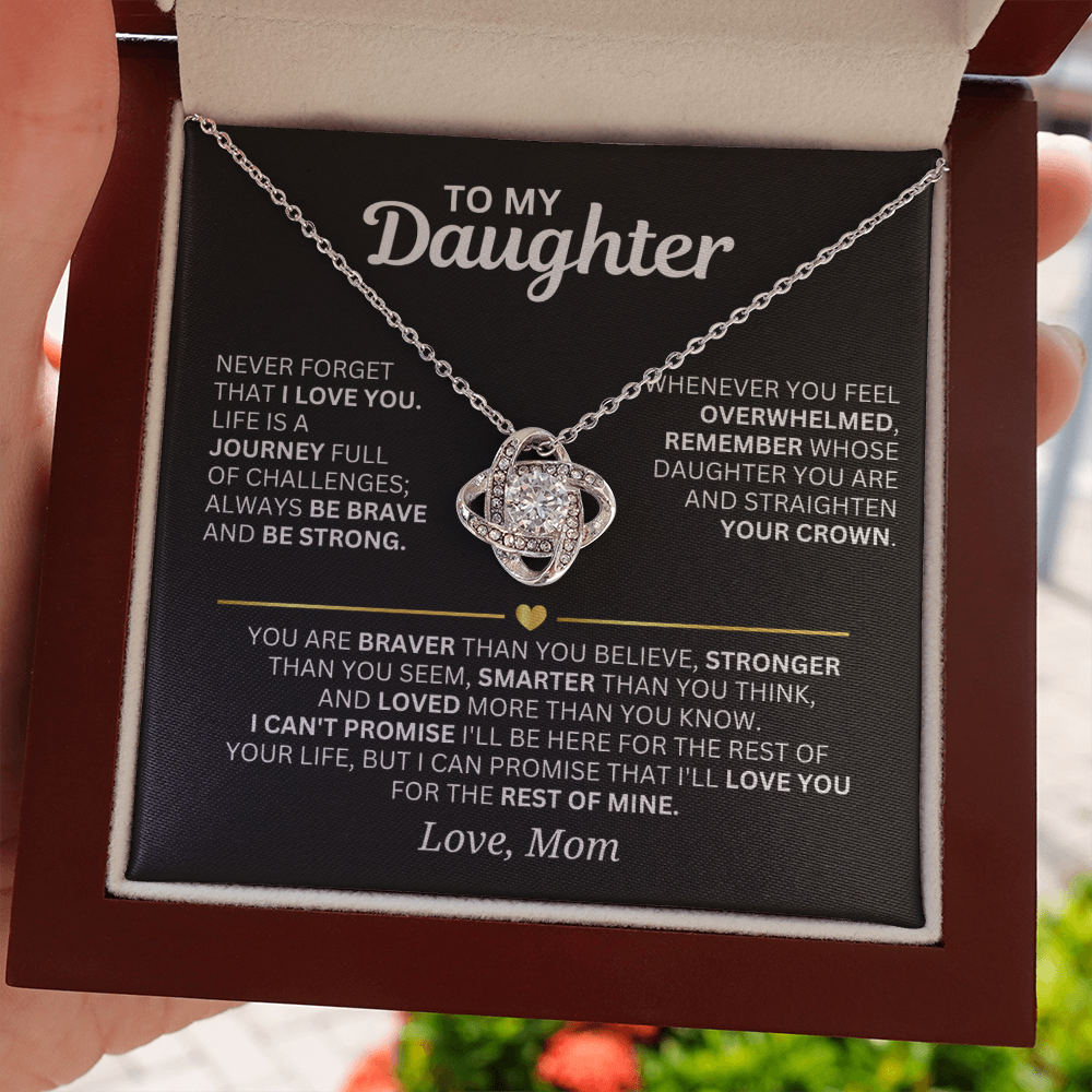 To My Daughter - From Mom - Love Knot Necklace Gift Set