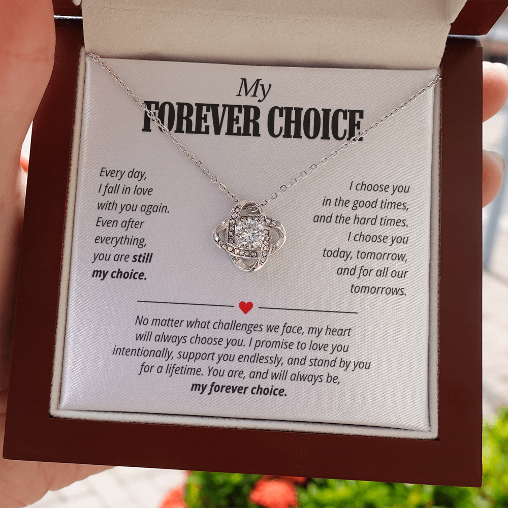My Forever Choice Necklace for Her – Love Knot Romantic Commitment Gift