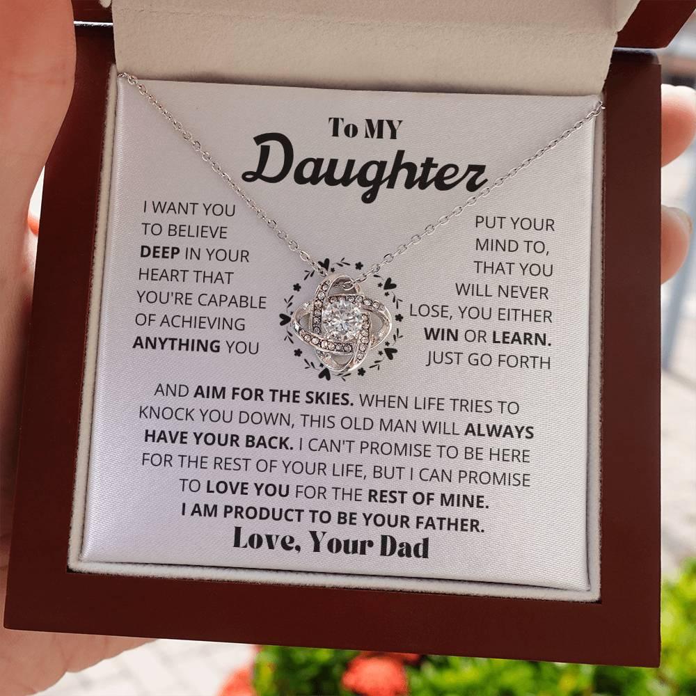 Daughter - Proud - Love Knot Necklace - Charming Family Gift
