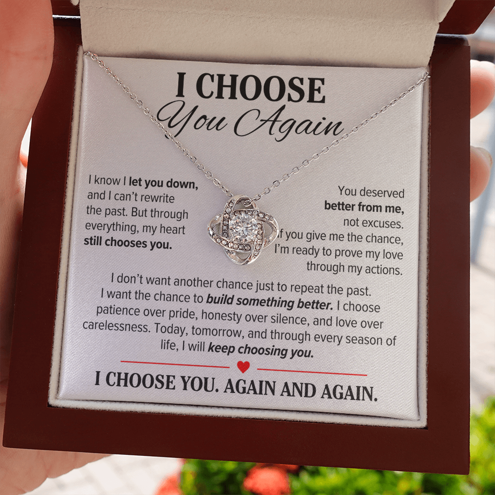 I Choose You Again Necklace for Her – Love Knot Second Chance Apology Gift