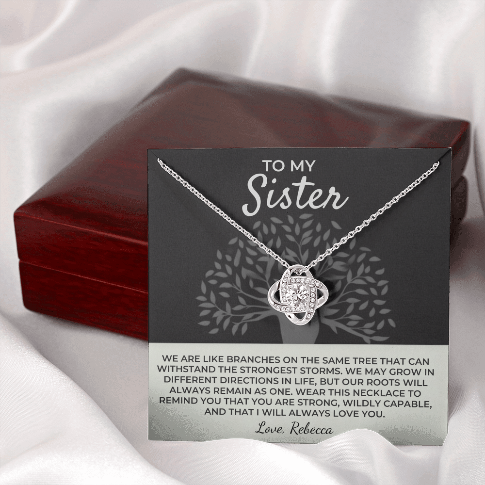 To My Sister - Love Knot Necklace Gift Set