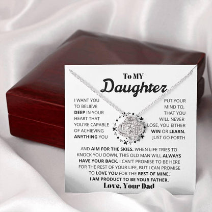 Daughter - Proud - Love Knot Necklace - Charming Family Gift