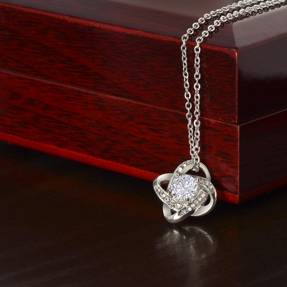 To My Bonus Daughter - "My Family Forever" Love Knot Necklace Gift Set