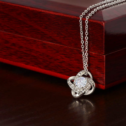 To My Bonus Daughter - "My Family Forever" Love Knot Necklace Gift Set