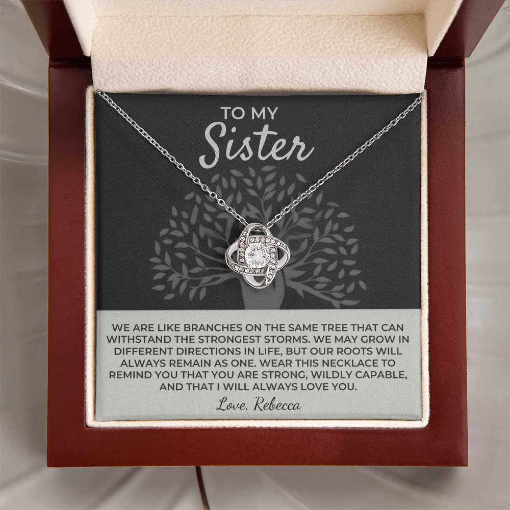 To My Sister - Love Knot Necklace Gift Set