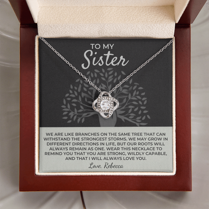 To My Sister - Love Knot Necklace Gift Set