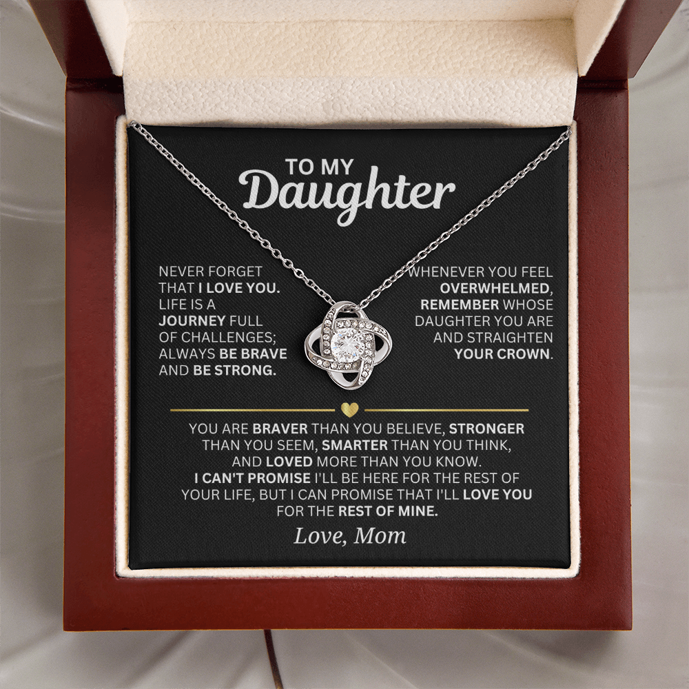 To My Daughter - From Mom - Love Knot Necklace Gift Set