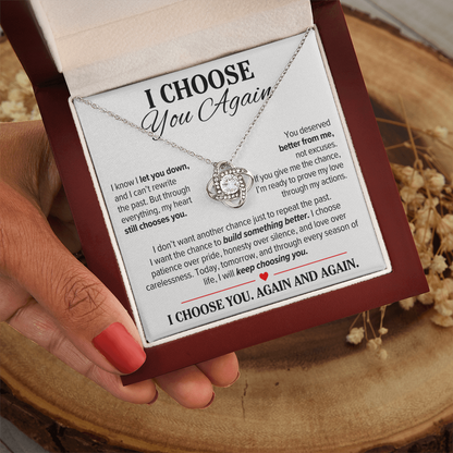 I Choose You Again Necklace for Her – Love Knot Second Chance Apology Gift
