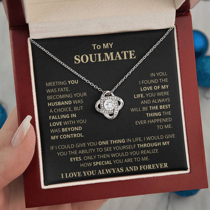 To My Soulmate - Gold LoveKnot Necklace