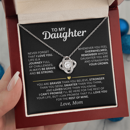 To My Daughter - From Mom - Love Knot Necklace Gift Set