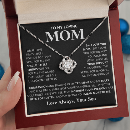 Mom Gift "You Mean More" Knot Necklace From Son