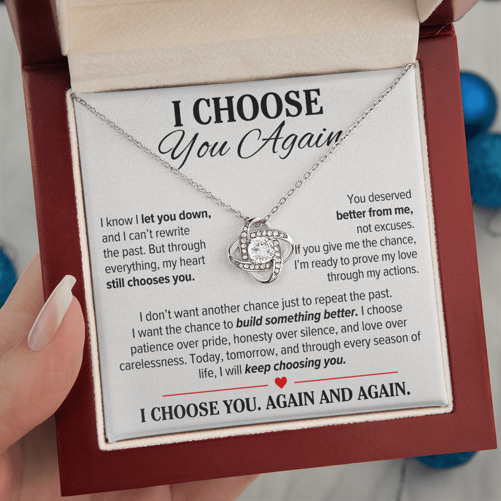 I Choose You Again Necklace for Her – Love Knot Second Chance Apology Gift