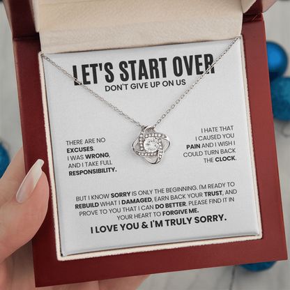 Let's Start Over Necklace for Her – Don't Give Up on Us – Heartfelt Apology Gift Set