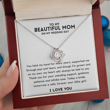 Mother Of The Bride Gift (You Held My Hand) Love Knot Necklace