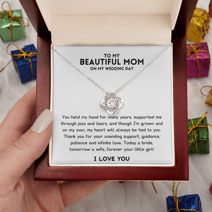 Mother Of The Bride Gift (You Held My Hand) Love Knot Necklace