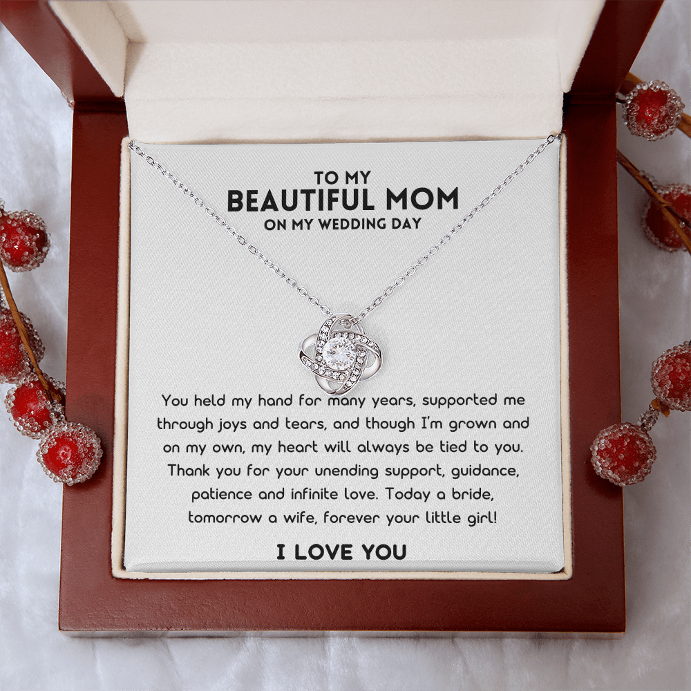 Mother Of The Bride Gift (You Held My Hand) Love Knot Necklace