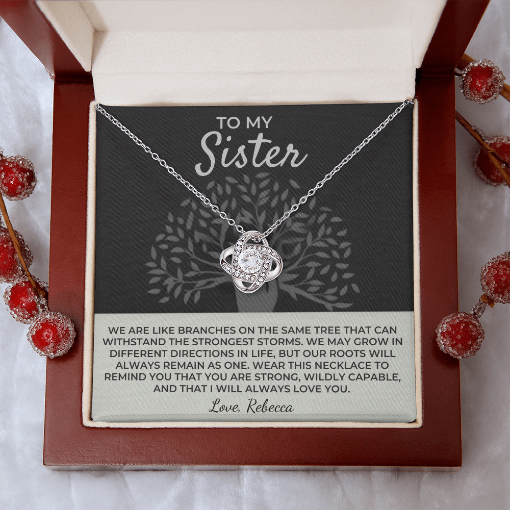 To My Sister - Love Knot Necklace Gift Set