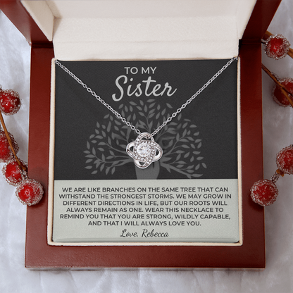 To My Sister - Love Knot Necklace Gift Set