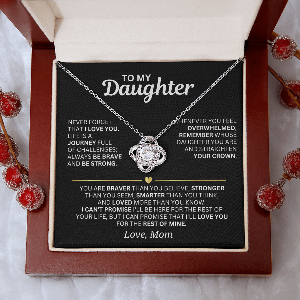 To My Daughter - From Mom - Love Knot Necklace Gift Set