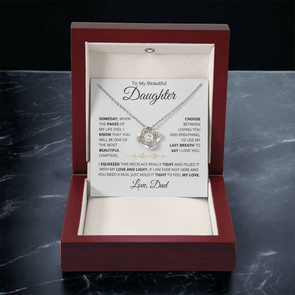 To My Daughter - Filled It With Love and Light - From Dad - Love Knot Necklace