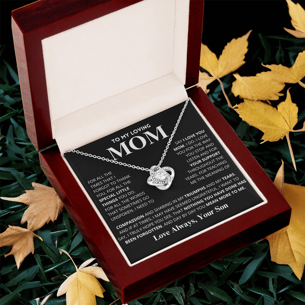 Mom Gift "You Mean More" Knot Necklace From Son