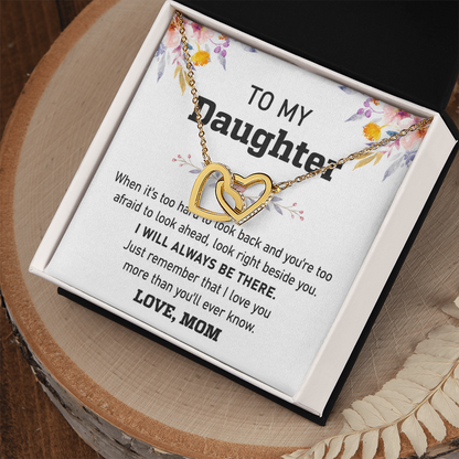 Mommy will always be there; Interlocking hearts necklace